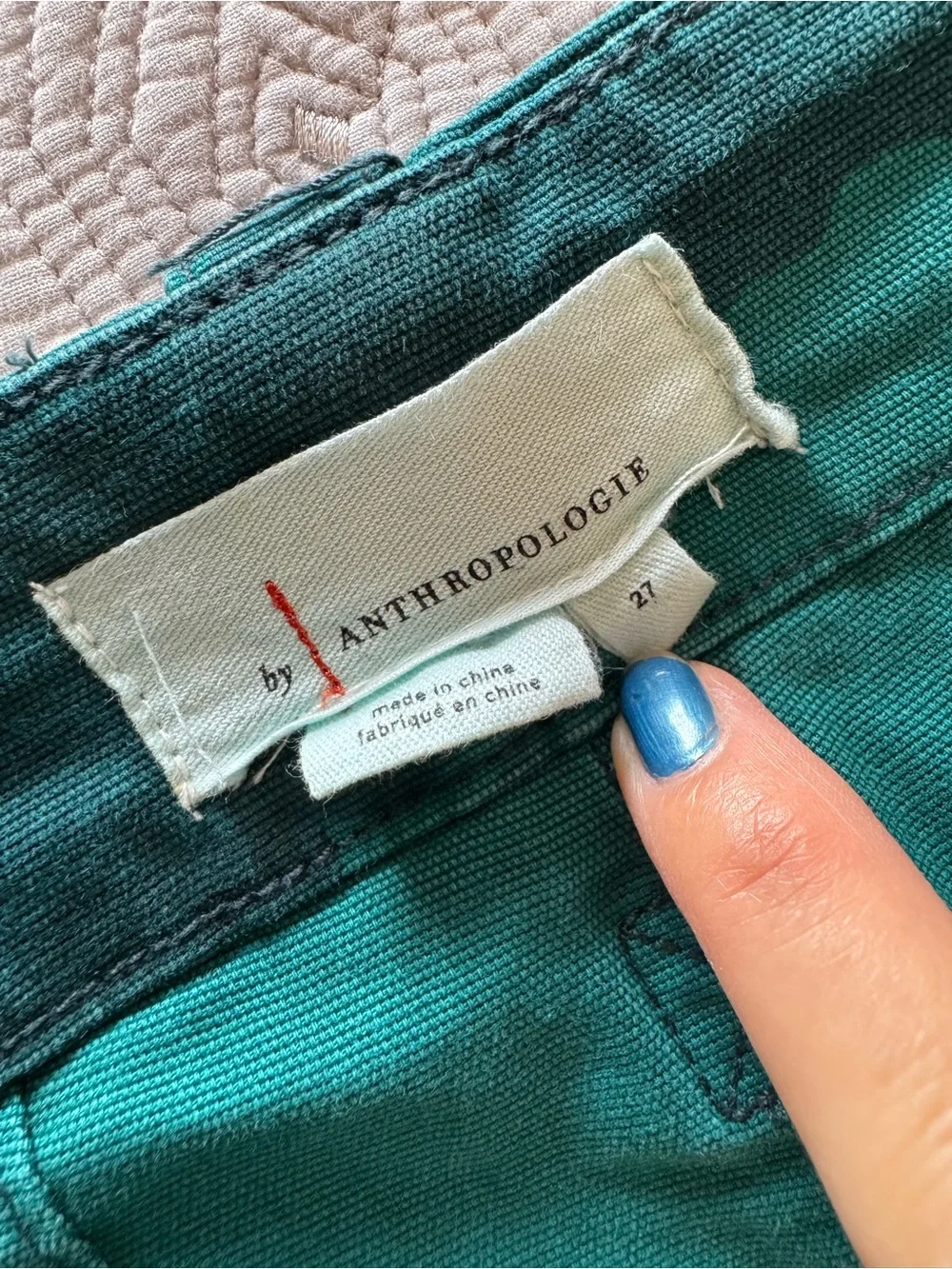 Anthropologie Austin Cargo Trousers Pants Camo Dark Turquoise Size 27 - Picture 16 of 16